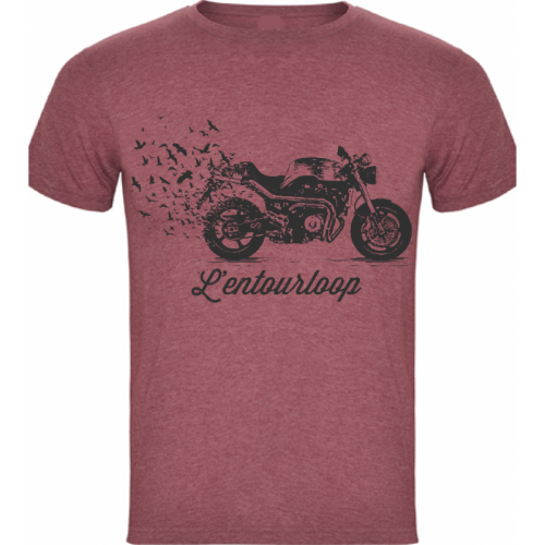 T-Shirt Moto homme L'Entourloop Motorcycle modèle Aviator chiné