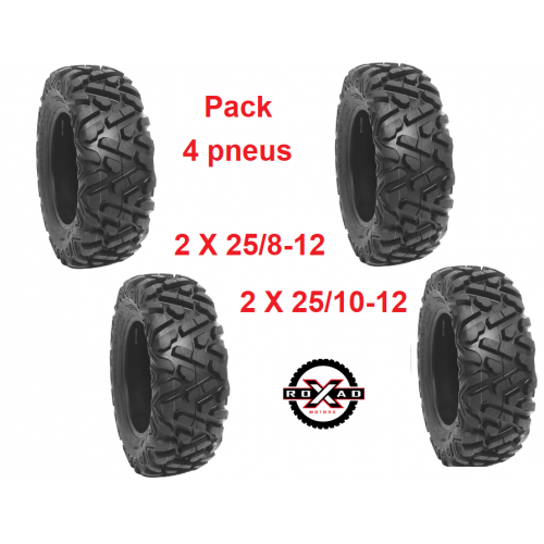 Pack 4 Pneus QUAD P350 25x8-12 / 25x10-12 - Roxad Motors